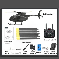 YU XIANG F119S MD500 1/16 Scale 250-Class RC Little Bird Helicopter – Flybarless 2.4G 9CH RTF Model with 6G/3D Flight Modes