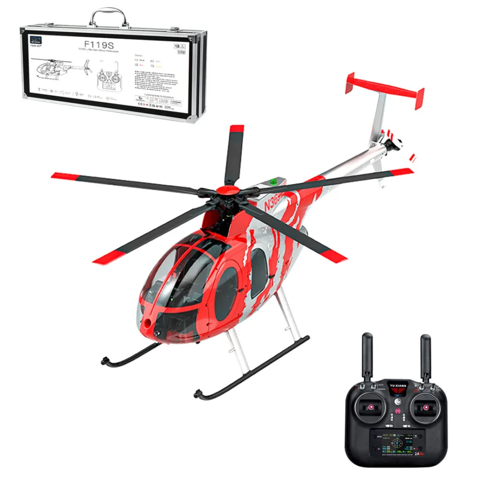 YU XIANG F119S MD500 1/16 Scale 250-Class RC Little Bird Helicopter – Flybarless 2.4G 9CH RTF Model with 6G/3D Flight Modes