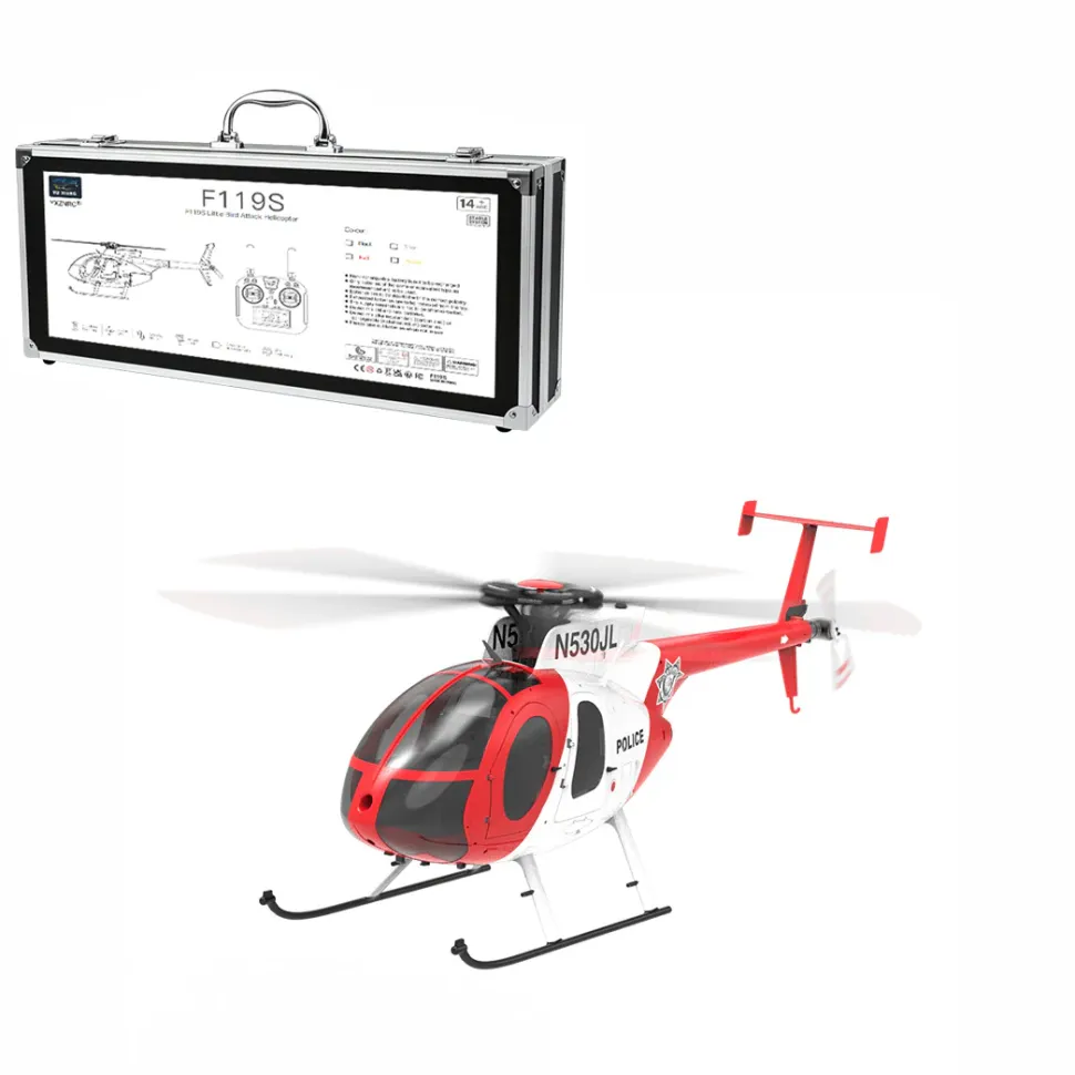 YU XIANG F119S MD500 1/16 Scale 250-Class RC Little Bird Helicopter – Flybarless 2.4G 9CH RTF Model with 6G/3D Flight Modes