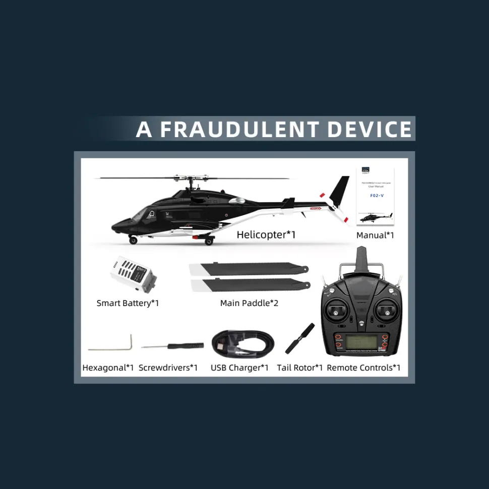 YUXIANG F02-V 1/34 Scale Airwolf RC Helicopter 2.4G 6CH 3D/6G Flybarless Helicopter RTF with Lights, Brushless Motor, Gyro Stabilization