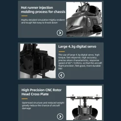 YUXIANG F02-V 1/34 Scale Airwolf RC Helicopter 2.4G 6CH 3D/6G Flybarless Helicopter RTF with Lights, Brushless Motor, Gyro Stabilization