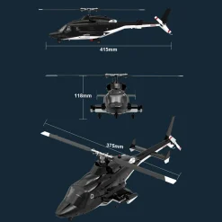 YUXIANG F02-V 1/34 Scale Airwolf RC Helicopter 2.4G 6CH 3D/6G Flybarless Helicopter RTF with Lights, Brushless Motor, Gyro Stabilization