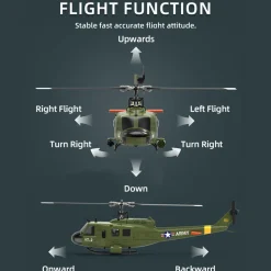 YU XIANG F07-V 1/34 Scale UH-1 Huey 2.4G 6CH Brushless Direct-Drive Flybarless RC Helicopter Model Mode 1/Mode 2 Switchable (RTF Version)