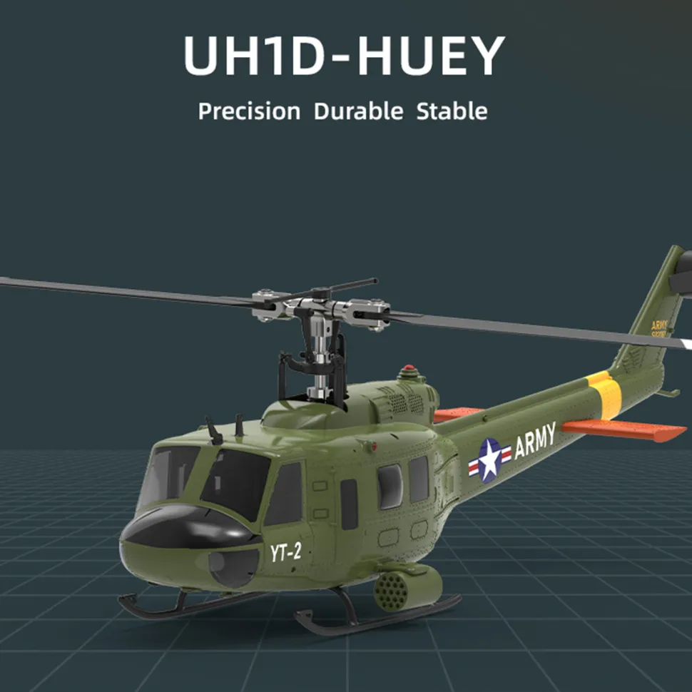 YU XIANG F07-V 1/34 Scale UH-1 Huey 2.4G 6CH Brushless Direct-Drive Flybarless RC Helicopter Model Mode 1/Mode 2 Switchable (RTF Version)